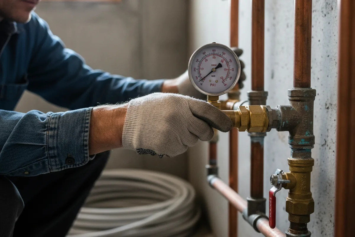 Pressure testing a repaired line during Water Line Repair in Old Forge
